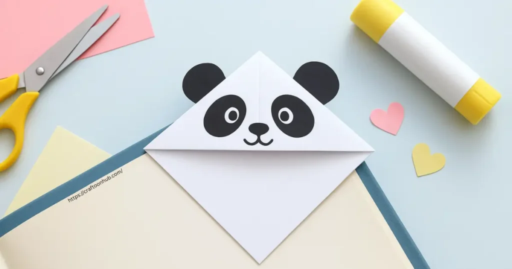 Easy Panda Corner Bookmark DIY- Craftoon hub
